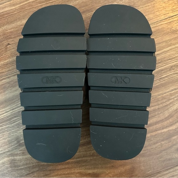 Michael Kors Colby Suede Dark Brown Sandals with Gold Accents - Picture 6 of 6